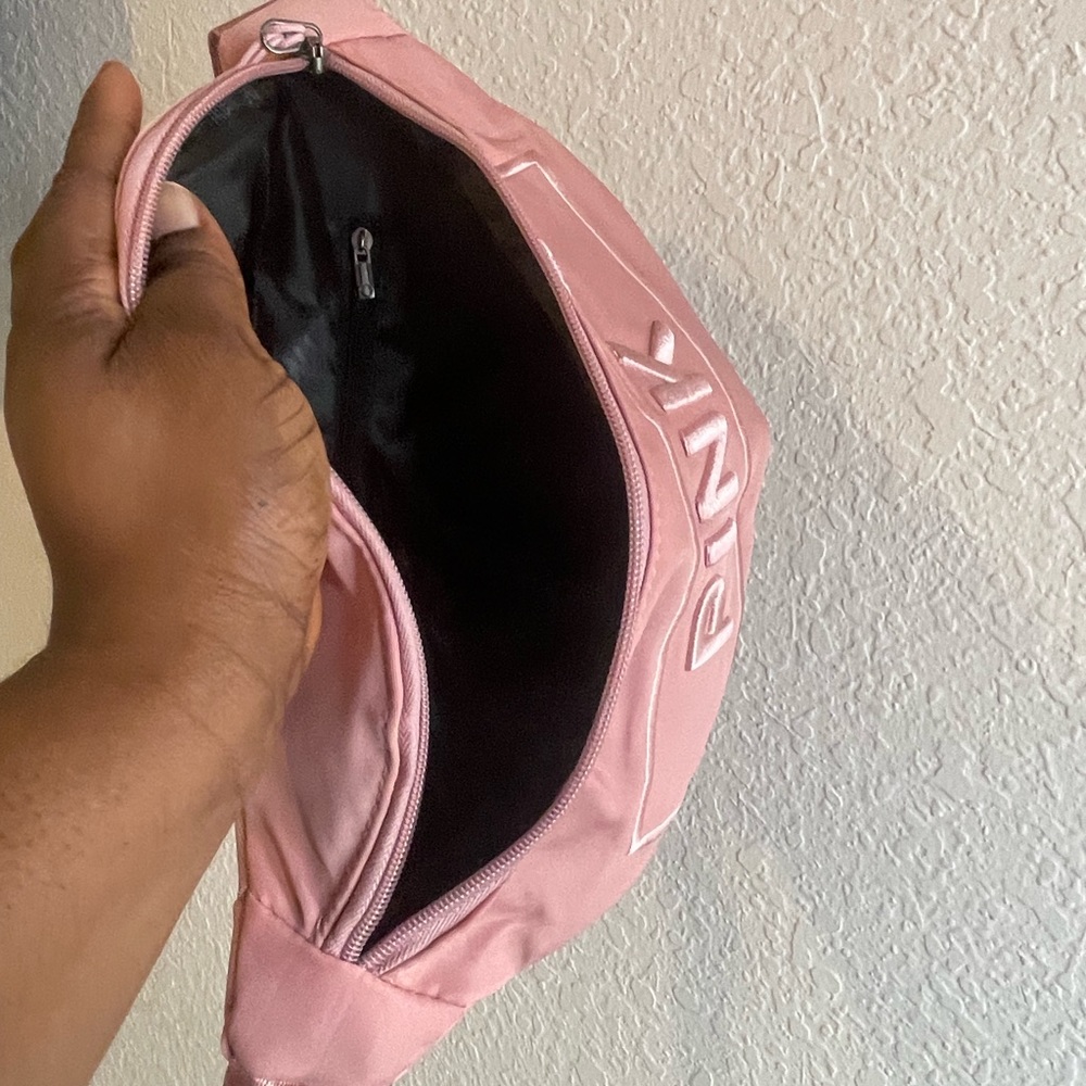 PINK Victoria's Secret Dusty Pink Satin Logo Waist Bag - Picture 2 of 3